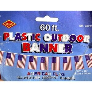 Beistle 60 Ft American Flag Pennant Banner Plastic Outdoor All Weather Patriotic
